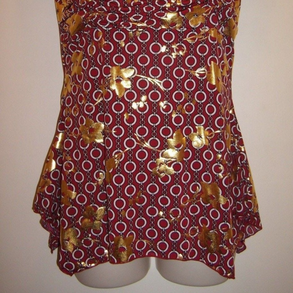 Sexy Maroon Gold Unique Beautifully Designed Top - Picture 2 of 4